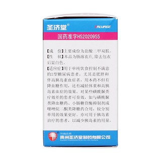 盐酸二甲双胍肠溶片(圣济堂)包装主图