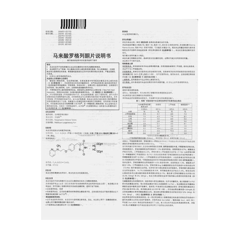 马来酸罗格列酮片(文迪雅)包装主图