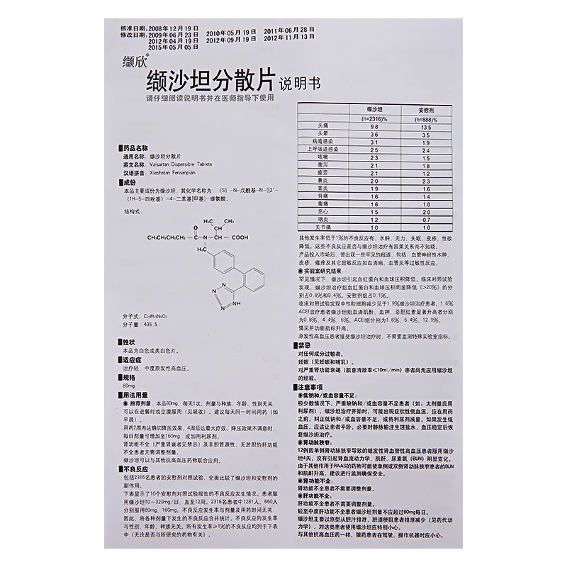缬沙坦分散片(缬欣)包装主图
