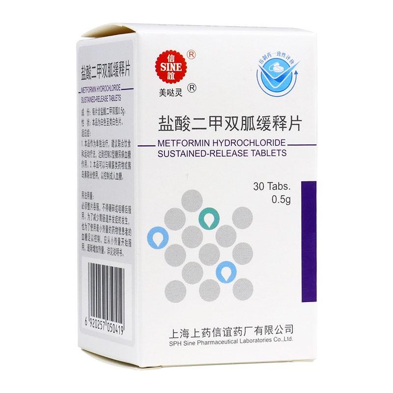 盐酸二甲双胍缓释片(美哒灵)包装主图