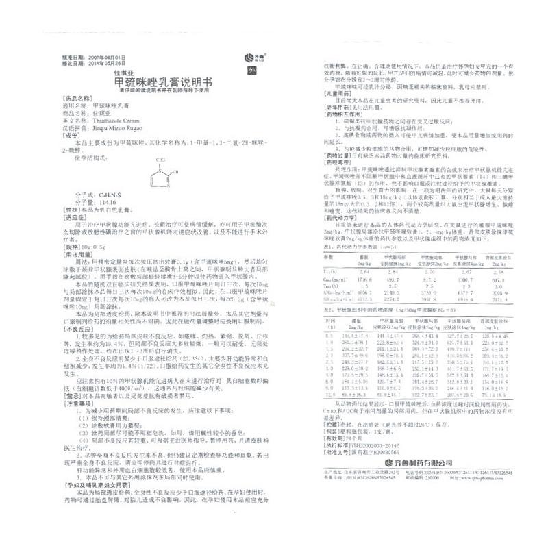 甲巯咪唑软膏(佳琪亚)包装主图