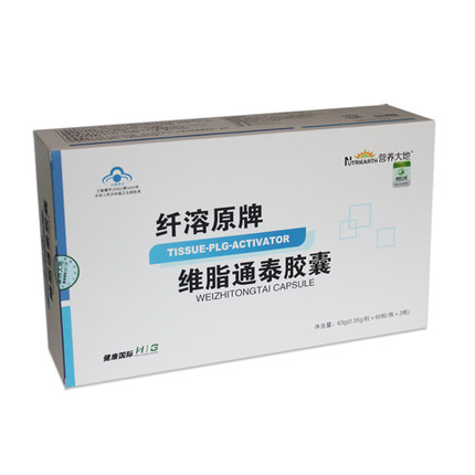 纤溶原牌维脂通泰胶囊(营养大地)包装主图