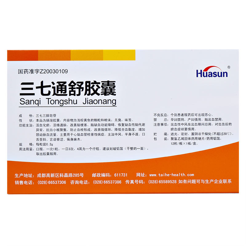 三七通舒胶囊(华神)包装主图