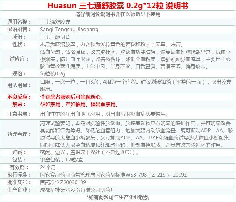 三七通舒胶囊(华神)包装主图