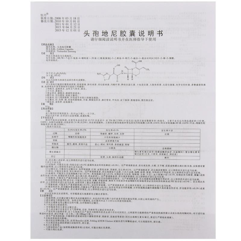 头孢地尼胶囊(恒丹)包装主图