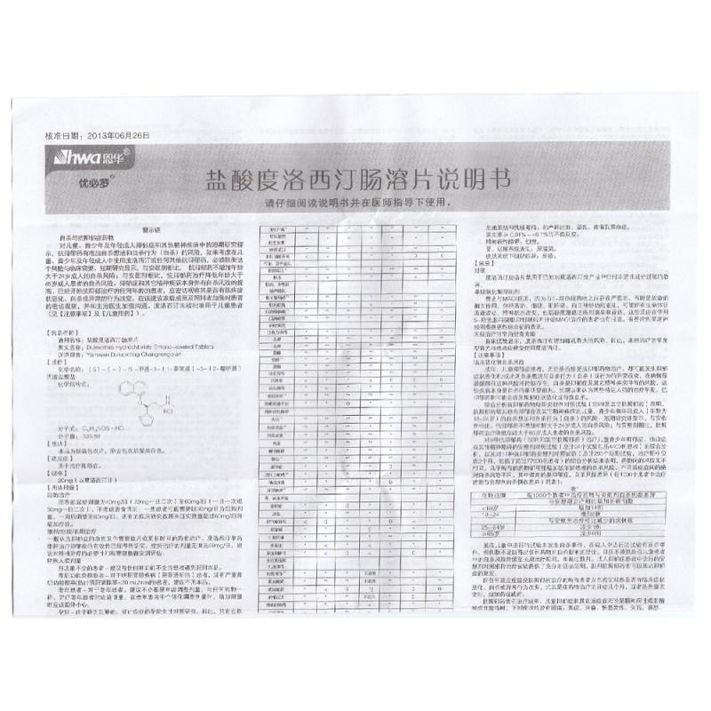 盐酸度洛西汀肠溶片(优必罗)包装主图