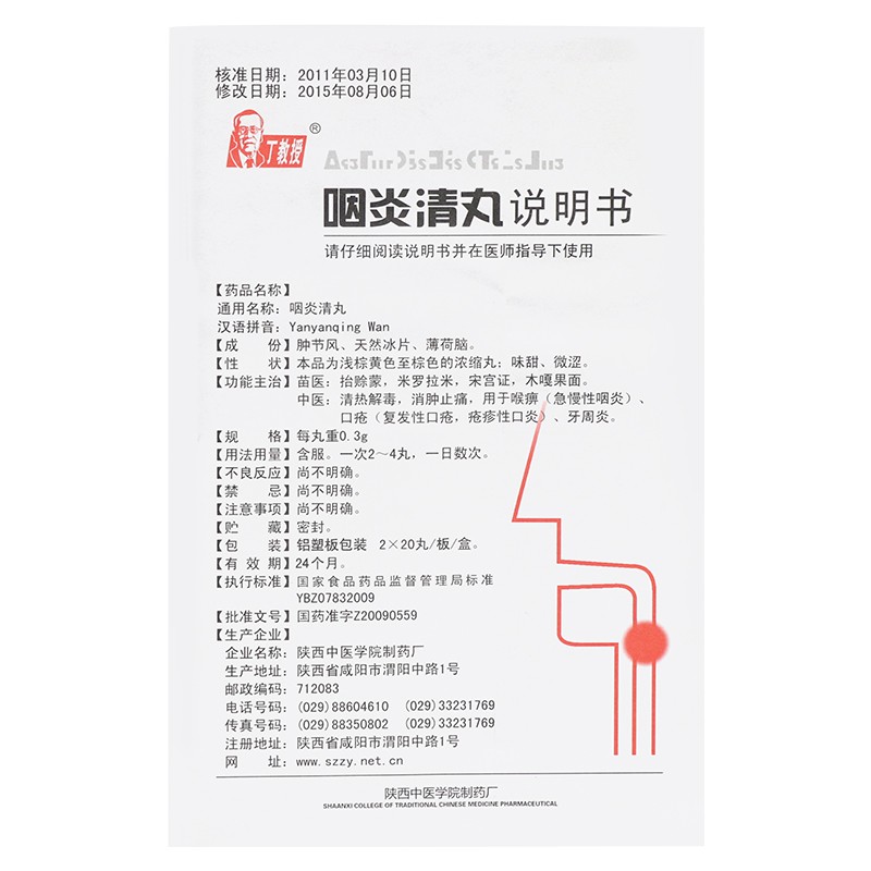 咽炎清丸(丁教授)包装主图