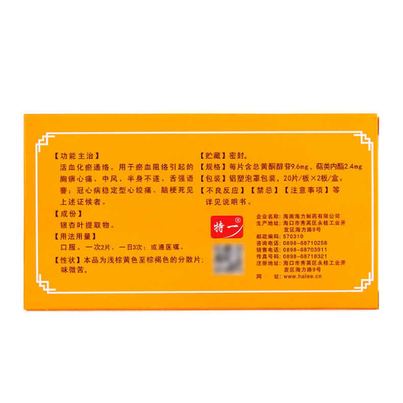 银杏叶分散片(特一)包装主图